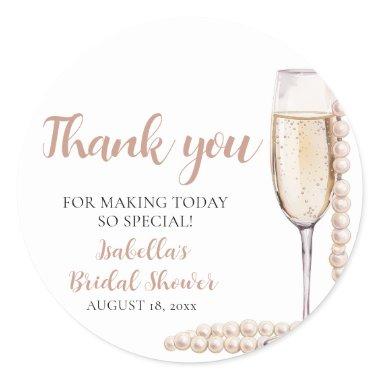 Elegant Pink Pearls and Prosecco  Classic Round Sticker