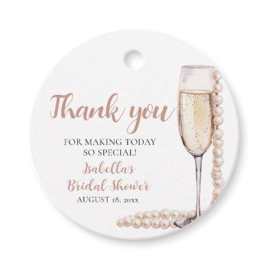 Elegant Pink Pearls and Prosecco Bridal Shower Favor Tags