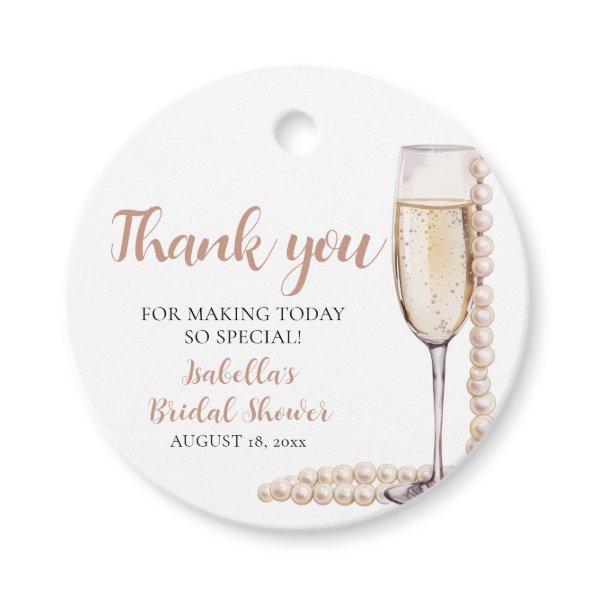 Elegant Pink Pearls and Prosecco  Favor Tags