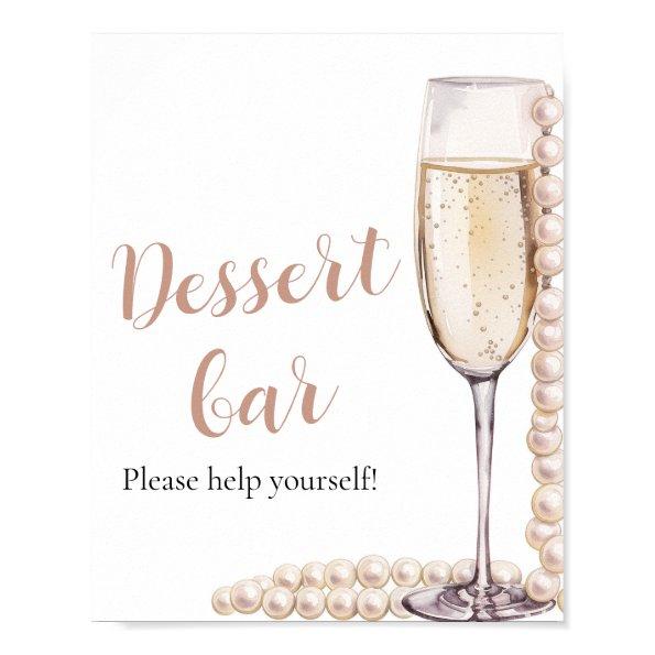 Elegant Pink Pearls and Prosecco Dessert Bar Sign