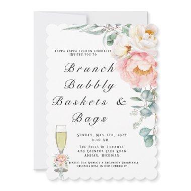 Elegant Pink Peonies Eucalyptus Brunch and Bubbly