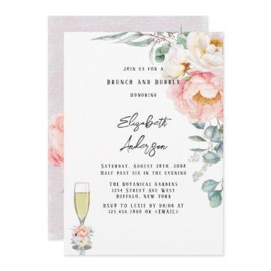 Elegant Pink Peonies Eucalyptus Brunch and Bubbly
