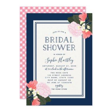 Elegant Pink Roses Floral Bridal Shower Invitations