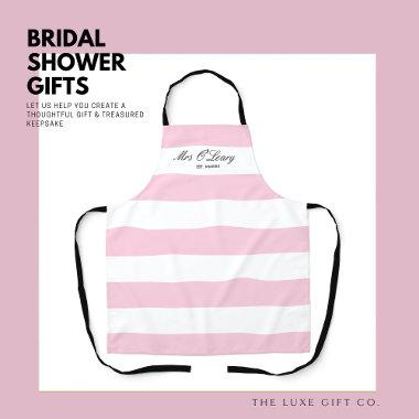 Elegant Pink Stripe Bride to Be Bridal Shower Apron