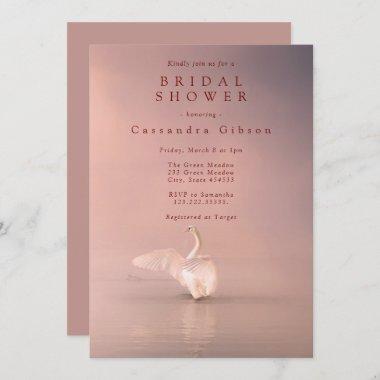 Elegant Pink Swan Bridal Shower Invitations