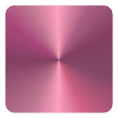 Elegant Pink Template Trendy Metallic Look Blank Square Sticker