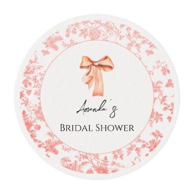 Elegant Pink Toile Floral  Brunch Edible Frosting Rounds