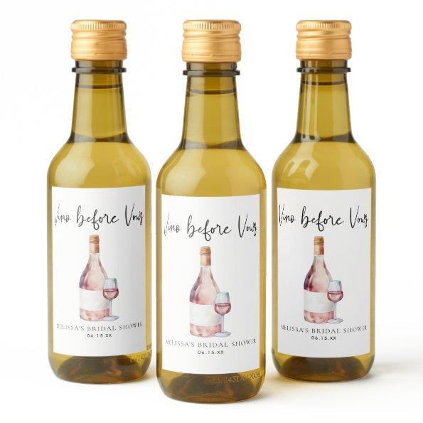 Elegant Pink Vino Before Vows  Favor Wine Label