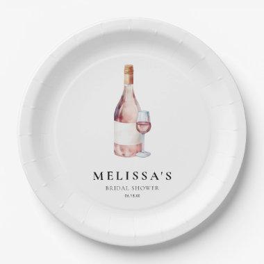 Elegant Pink Vino Before Vows  Paper Plates