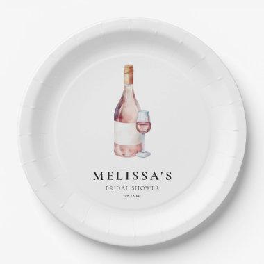 Elegant Pink Vino Before Vows Bridal Shower Paper Plates