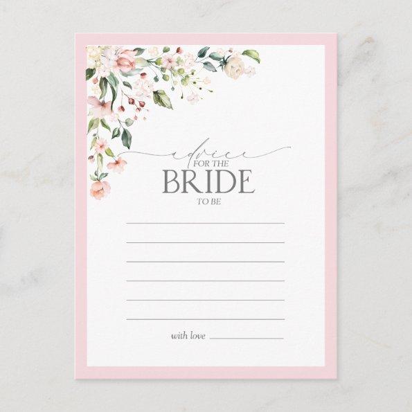 Elegant Pink Watercolor Floral Advice To The Bride PostInvitations