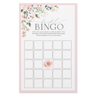 Elegant Pink Watercolor Floral Bridal Bingo Game