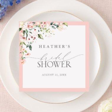 Elegant Pink Watercolor Floral  Napkins