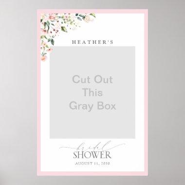Elegant Pink Watercolor Floral Shower Photo Booth Poster