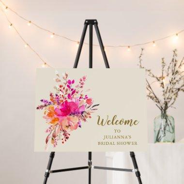 Elegant Pink Watercolor Floral Welcome Shower Sign