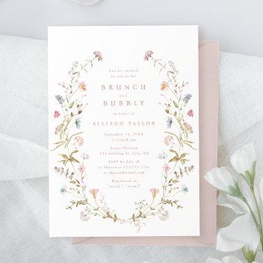Elegant Pink Wildflower Rustic Boho Bridal Shower Invitations