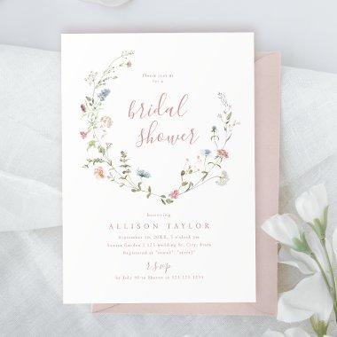Elegant Pink Wildflower Rustic Boho