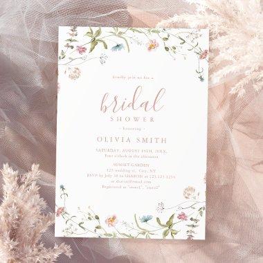 Elegant Pink Wildflower Rustic Boho