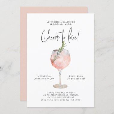 Elegant Pink Wine Cheers to Love Bridal Shower Invitations