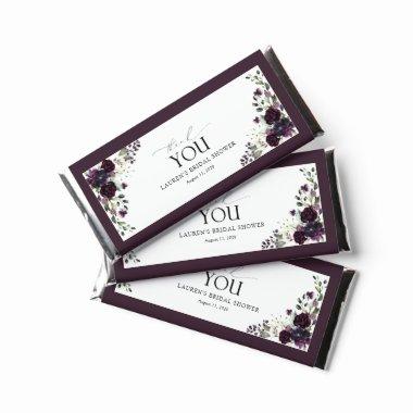 Elegant Plum Purple Floral Bridal Shower Hershey Bar Favors