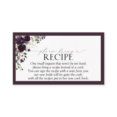 Elegant Plum Purple Floral Please Bring A Recipe Enclosure Invitations