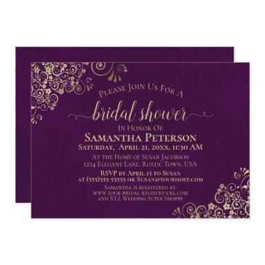 Elegant Plum Purple & Gold Frilly