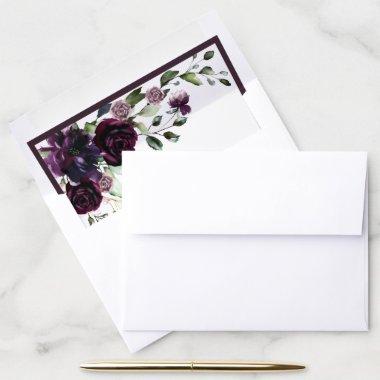 Elegant Plum Purple Watercolor Bridal Shower Envelope Liner