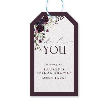 Elegant Plum Purple Watercolor Bridal Shower Gift Tags