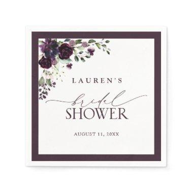 Elegant Plum Purple Watercolor Bridal Shower Napkins
