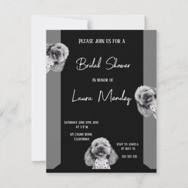 elegant poodle dog Bridal Shower Invitations