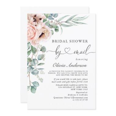 Elegant Poppy Eucalyptus Bridal Shower By Mail Invitations