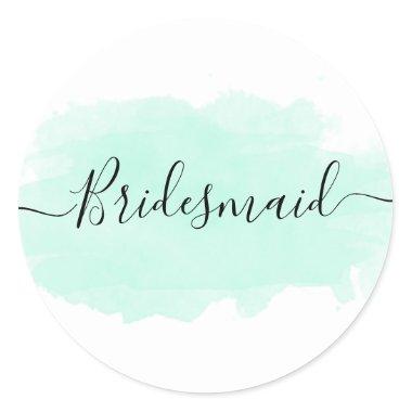 Elegant pretty chick mint watercolor bridesmaid classic round sticker