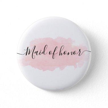 Elegant pretty chick pink watercolor maid of honor button