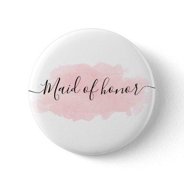 Elegant pretty chick pink watercolor maid of honor button