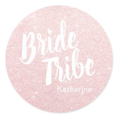 Elegant pretty chick rose gold glitter bride tribe classic round sticker