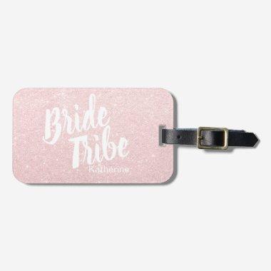 Elegant pretty chick rose gold glitter bride tribe luggage tag
