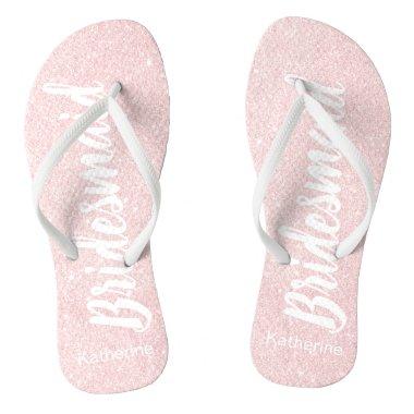 Elegant pretty chick rose gold glitter bridesmaid flip flops