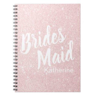 Elegant pretty chick rose gold glitter bridesmaid notebook