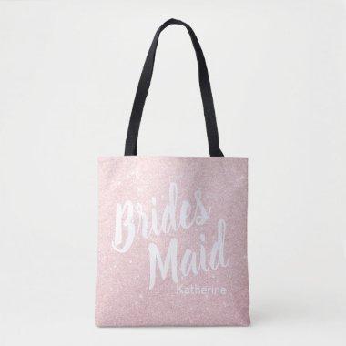 Elegant pretty chick rose gold glitter bridesmaid tote bag