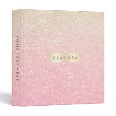 Elegant pretty girly gradient rose gold glitter 3 ring binder