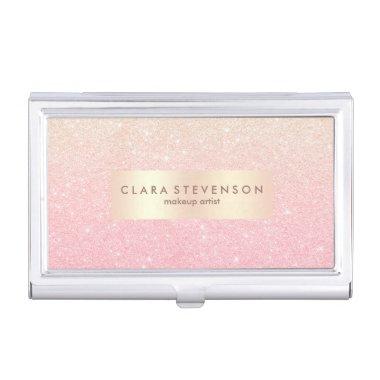 Elegant pretty girly gradient rose gold glitter business  case