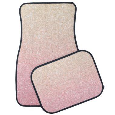 Elegant pretty girly gradient rose gold glitter car floor mat