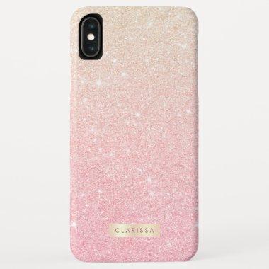 Elegant pretty girly gradient rose gold glitter iPhone XS max case