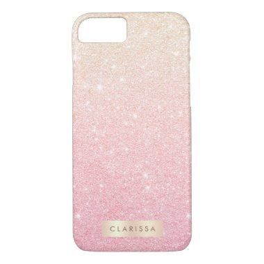 Elegant pretty girly gradient rose gold glitter iPhone 8/7 case