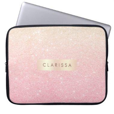 Elegant pretty girly gradient rose gold glitter laptop sleeve