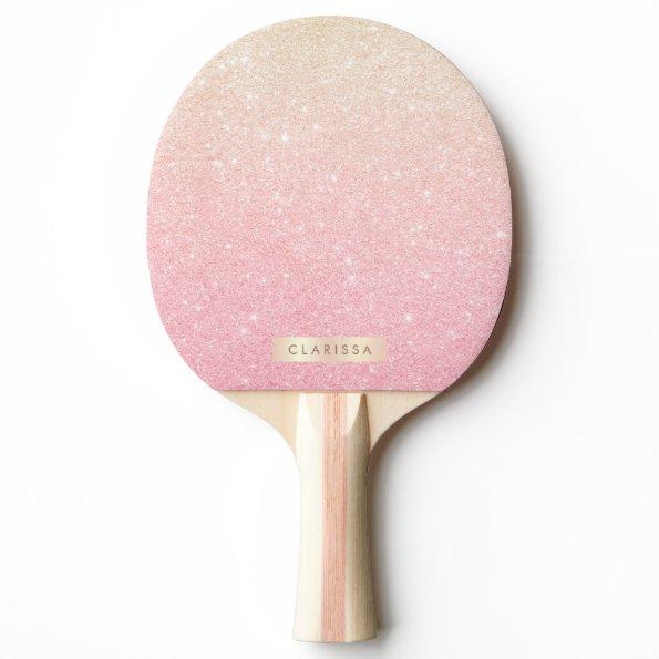 Elegant pretty girly gradient rose gold glitter ping pong paddle