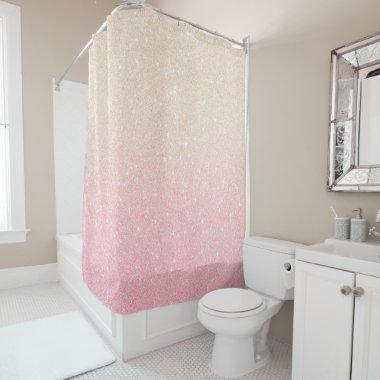 Elegant pretty girly gradient rose gold glitter shower curtain