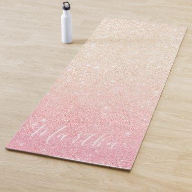 Elegant pretty girly gradient rose gold glitter yoga mat