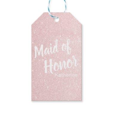 Elegant pretty rose gold glitter maid of honor gift tags