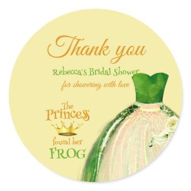 Elegant Princess Frog Bridal Shower Thank you Classic Round Sticker